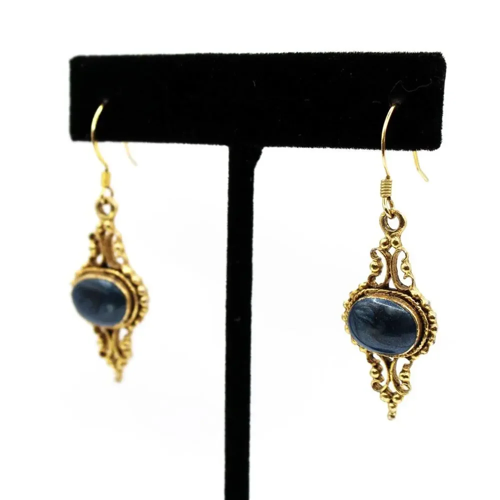 Women’s Earrings Classic Pierced Blue Bronze‎ Tone